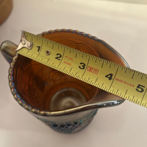 Vintage IMPERERIAL GLASS Carnival Pitcher Iridescent Dark Gold Grape 16oz - Picture 13 of 13